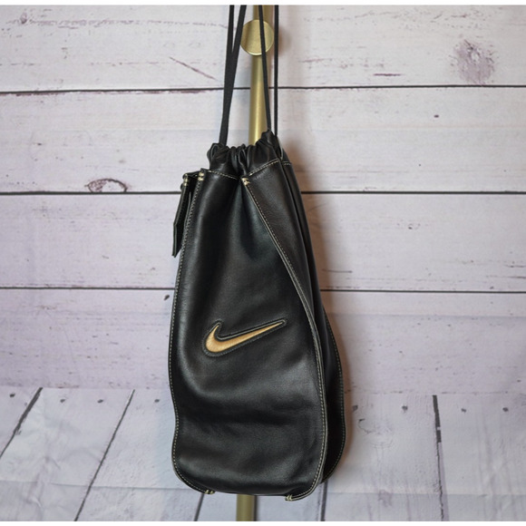 Nike Diamond Elite Pro Baseball Bag Black/Gold Cowhide Leather LMT Collectible - Picture 1 of 9